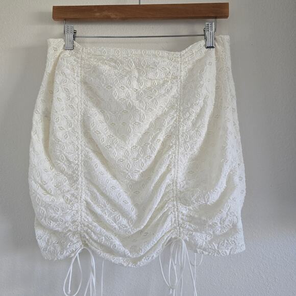 For Love and Lemons Top and Skirt Set Sand Dollar Lace Up Eyelet White Size M - Picture 9 of 15
